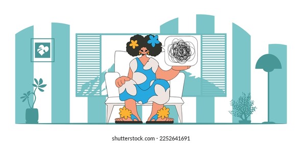 A person with mental problems. The woman shows that he is immersed in his thoughts.