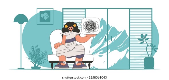A person with mental problems. The woman shows that his thoughts are confused.