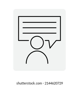 Person message icon in linear style. Chat talk bubble icon logo. Vector illustration. stock image.
