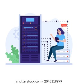 Person monitoring data architecture, flat illustration 