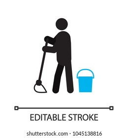 Person Mopping Floor Silhouette Icon Cleaner Stock Vector (Royalty Free ...