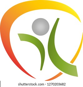 Person in motion and circle logo