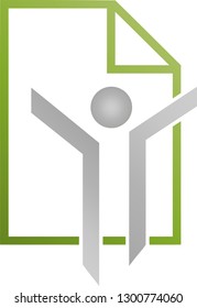 Person in motion and document logo