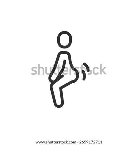 Person moving hips, linear icon. Dance move or expressive motion. Line with editable stroke.