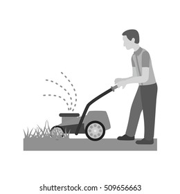 Person Mowing Grass