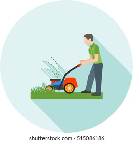 Person Mowing Grass
