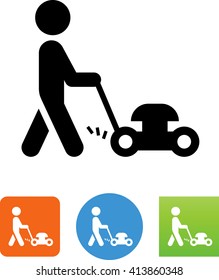 Person Mowing The Lawn Icon