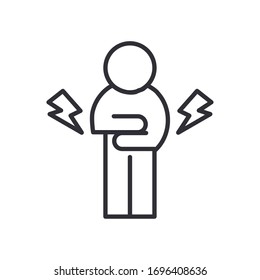 person with muscle pain covid19 symptom line style icon vector illustration design