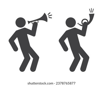 Person musician playing on post horn icon
