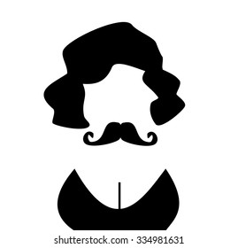person with mustache and cleavage