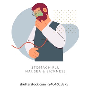 Person with Nausea and Stomach Sickness - Stock Illustration as EPS 10 File