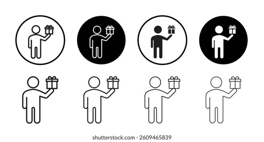Person offer gift icon Line Art Logo set