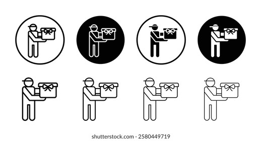 Person offer gift icon Vector logo outline