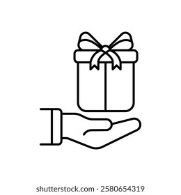 Person offer gift icon Vector logo set flat