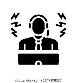 person office trying work headphones block noise glyph icon vector. person office trying work headphones block noise sign. isolated symbol illustration