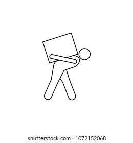 person on the back carries a box icon. Element of man carries a box illustration. Premium quality graphic design icon. Signs and symbols collection icon for websites on white background