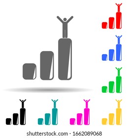 the person on the chart multi color style icon. Simple glyph, flat vector of sucsess and awards icons for ui and ux, website or mobile application