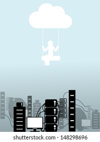 the person on a cloud