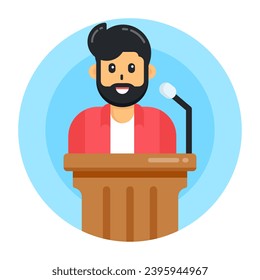 A person on a dais, speech flat icon