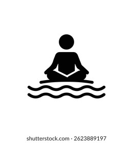 Person on Floating Lily Pad Representing Calmness Minimal Design