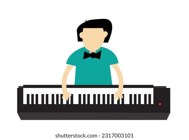 Una persona en un teclado jugando. Imágenes prediseñadas editables.