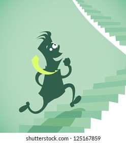 Person on a ladder upward. Vector illustration on a background