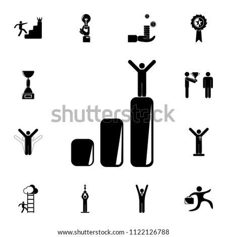 the person on the lifting chart icon. Detailed set of Sucsess and awards icons. Premium quality graphic design sign. One of the collection icons for websites, web design on white background