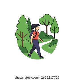 Person on Nature Walk Emotional Well-Being White Background Outdoor Therapy Benefits
