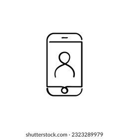 Person on Phone Line Style Icon Design