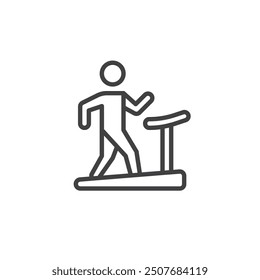 Person on a treadmill line icon. linear style sign for mobile concept and web design. Man on treadmill outline vector icon. Symbol, logo illustration. Vector graphics