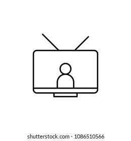 person on TV icon. Element of media and news for mobile concept and web apps. Detailed person on TV icon can be used for web and mobile. Premium icon on white background