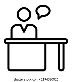 A person on work desk with chat bubble symbolising consultation icon