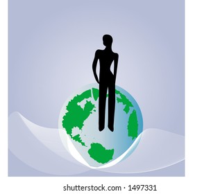 persona en el mundo con ilustración en la red