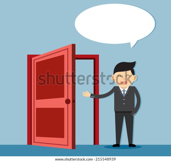 Person Open Door Businessman Stock Vector Royalty Free 215548939