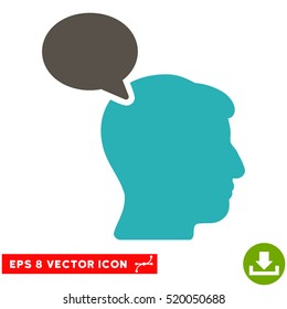Person Opinion EPS vector pictograph. Illustration style is flat iconic bicolor grey and cyan symbol on white background.