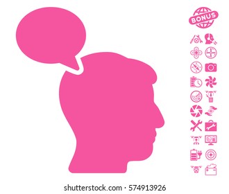 Person Opinion icon with bonus copter tools clip art. Vector illustration style is flat iconic symbols on white background.
