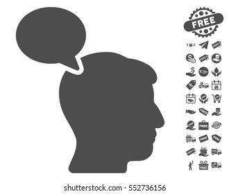 Person Opinion pictograph with free bonus pictograms. Vector illustration style is flat iconic symbols, gray color, white background.