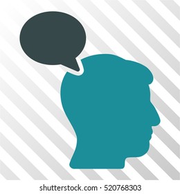 Person Opinion vector icon. Illustration style is flat iconic bicolor soft blue symbol on a hatched transparent background.