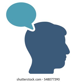 Person Opinion vector icon. Style is flat graphic bicolor symbol, cyan and blue colors, white background.