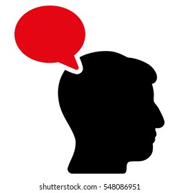 Person Opinion vector icon. Style is flat graphic bicolor symbol, intensive red and black colors, white background.