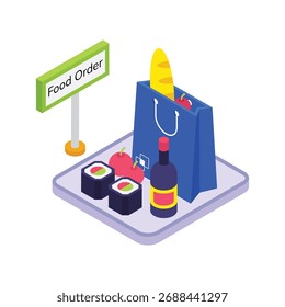 Pessoa que pede comida on-line usando a ilustração do aplicativo do smartphone 