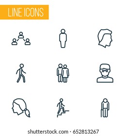 Person Outline Icons Set. Collection Of Smart Man, Male, Couple And Other Elements. Also Includes Symbols Such As Contact, Walking, Jogging.