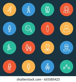 Person Outline Icons Set. Collection Of Smart Man, Head, Climbing And Other Elements. Also Includes Symbols Such As Smart, Boy, Contact.