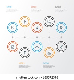 Person Outline Icons Set. Collection Of Team, Social Relations, Rejoicing And Other Elements. Also Includes Symbols Such As Run, Fitness, Walking.