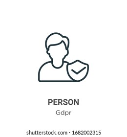 Person outline vector icon. Thin line black person icon, flat vector simple element illustration from editable gdpr concept isolated stroke on white background