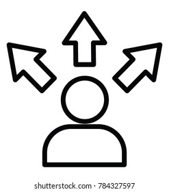 A person with outward arrows showing program manager
