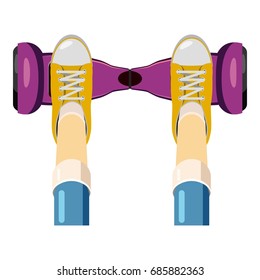 Person over a self balancing board icon. Cartoon illustration of self balancing board vector icon for web design
