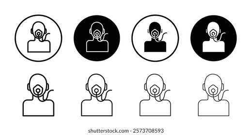 Person with oxygen mask icon Thin line art isolated