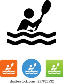 Person with a paddle in water icon