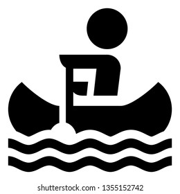 Person Paddling A Canoe Icon